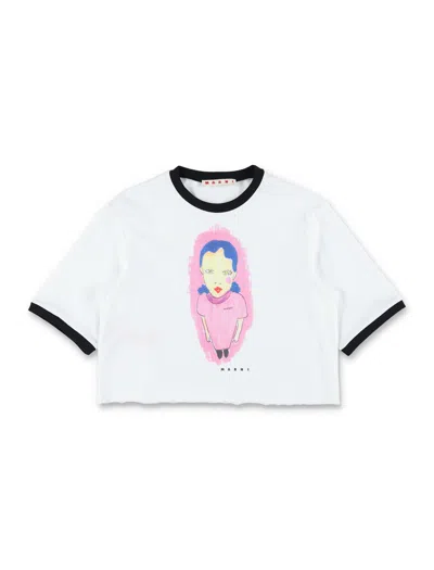MARNI MARNI GIRLS PRINTED CROP T-SHIRT