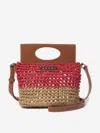 Marni Girls Raffia And Faux Leather Crossbody Bag In Brown