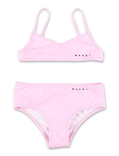 Marni Girls' Stretch Fabric Mini Bikini In Pink