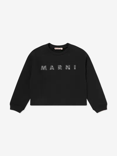Marni Kids'  Girls Studded Gem Logo Sweatshirt In Black