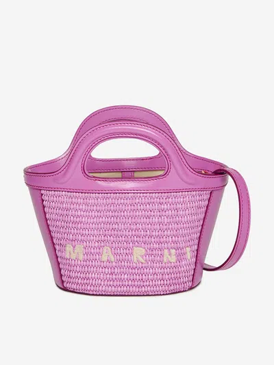 Marni Kids' Tropicalia Logo-embroidered Bag In Pink
