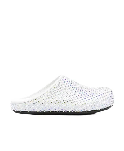 MARNI GLASS-CRYSTALS LEATHER SLIPPERS