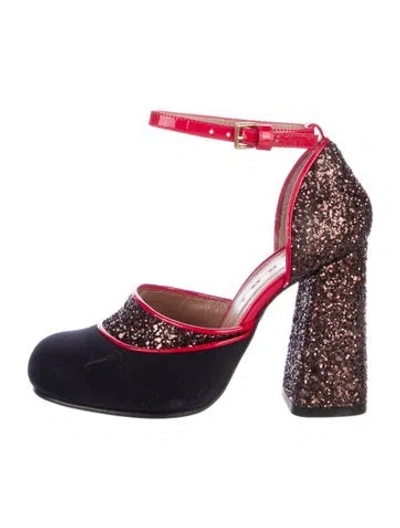 Pre-owned Marni Glitter Colorblock Pattern D'orsay Pumps In Multi
