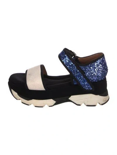Pre-owned Marni Glitter Colorblock Pattern Sandals In Blue