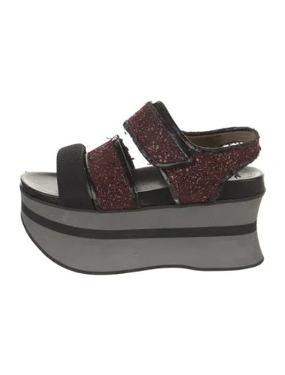 Pre-owned Marni Glitter Colorblock Pattern Slingback Sandals In Red