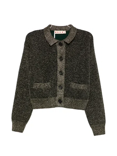 Marni Glitter-effect Button-up Cardigan In Gray