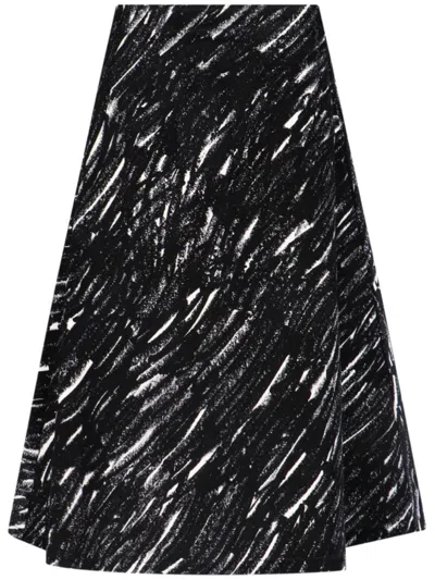 Marni Flared High Waist Midi Skirt In Black