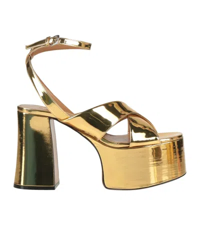 Marni Gold Leather High-heeled Sandals