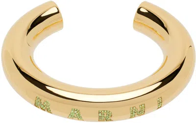 Marni Gold Pavé Logo Bracelet In 00y65 Gold