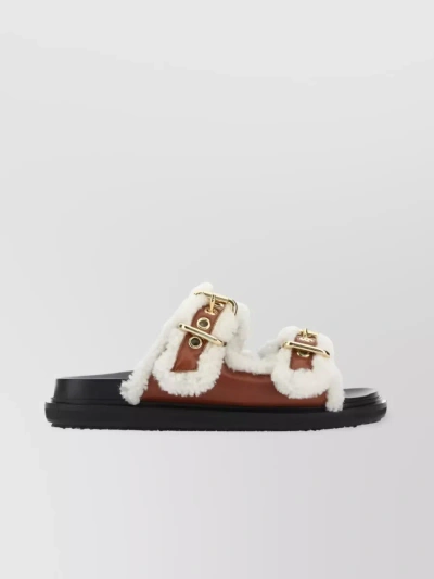 Marni Double-strap Slip-on Slippers In Brown