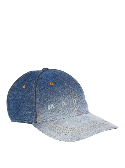 Marni Gradient Fade Denim Baseball Cap In Blue