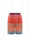 Marni Gradient Striped Tailored Shorts With Pleats And Belt Loops In Multi