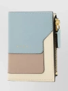 MARNI GRAINED LEATHER BIFOLD WALLET WITH ZIP COMPARTMENT