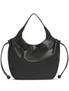 Marni Grained Leather Drawcord Tote Bag In Black