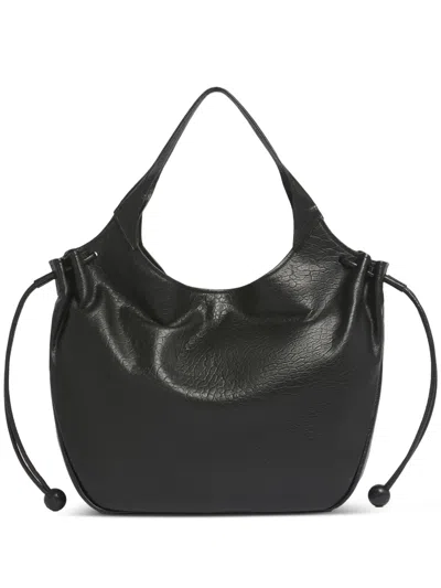 Marni Grained Leather Drawcord Tote Bag In Black