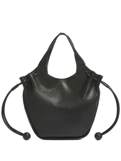 Marni Grained Leather Tote Bag In Black