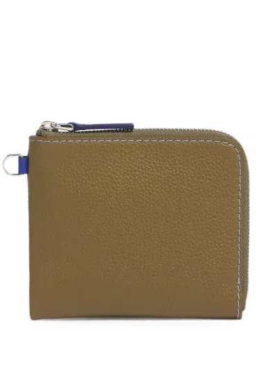Marni Grained Leather Wallet In Purple