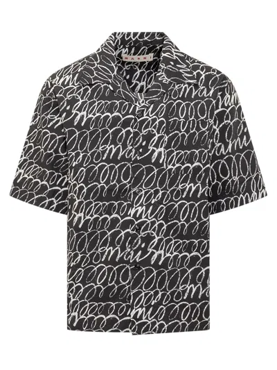 Marni Graphic Bowling Shirt In Black