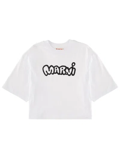 Marni Graphic Cotton Knit T-shirt In White