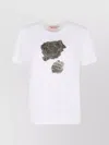 Marni White Crewneck T-shirt With Floral Print With Logo On The Front