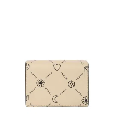 Marni Graphic Logo-print Cardholder In Nude