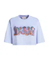 Marni Graphic-logo-print Cropped T-shirt In Blue