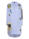 Marni Graphic-patches Striped Shirt Dress In Blue