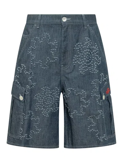 Marni Graphic Print Cargo Bermuda Shorts In Blue