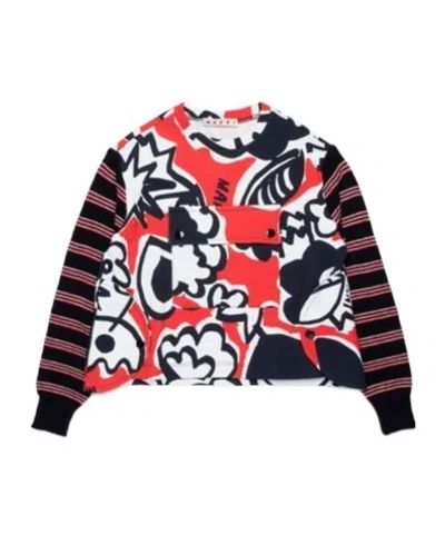 Marni Graphic-print Cotton Jumper In Black