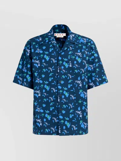 Marni Graphic-print Cotton Shirt In Blue
