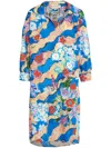 Marni Graphic-print Cotton Shirtdress In Blue