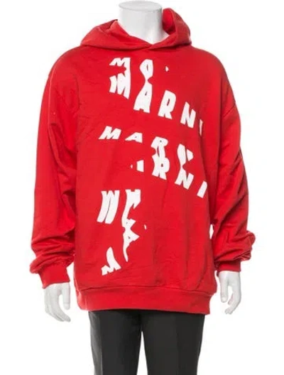 Pre-owned Marni Graphic Print Crew Neck Hoodie In Red