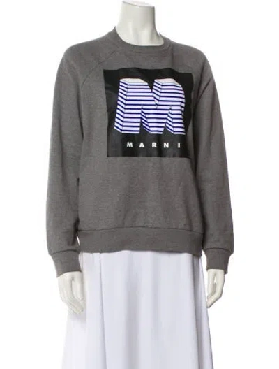 Pre-owned Marni Graphic Print Crew Neck Sweater In Blue