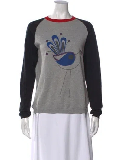Pre-owned Marni Graphic Print Crew Neck Sweater In Grey