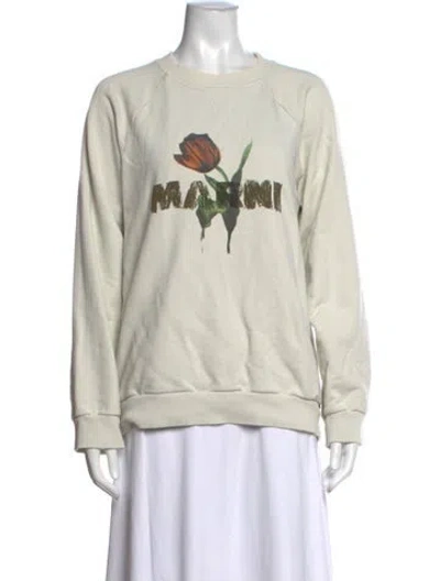 Pre-owned Marni Graphic Print Crew Neck Sweater In Neutrals