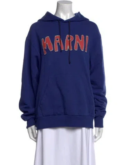 Pre-owned Marni Graphic Print Crew Neck Sweatshirt In Blue