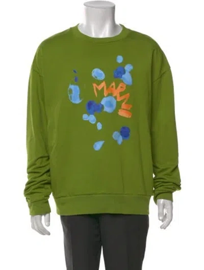 Pre-owned Marni Graphic Print Crew Neck Sweatshirt In Green