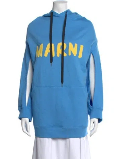 Pre-owned Marni Graphic Print Crew Neck Sweatshirt W/ Tags In Blue