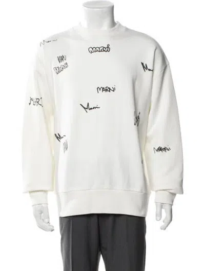 Pre-owned Marni Graphic Print Crew Neck Sweatshirt W/ Tags In White