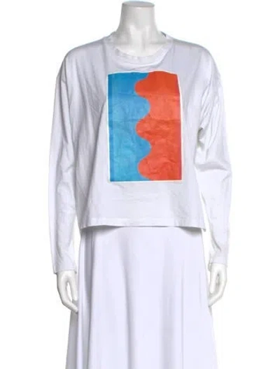 Pre-owned Marni Graphic Print Crew Neck Sweatshirt In White