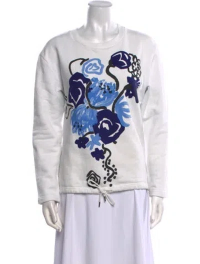Pre-owned Marni Graphic Print Crew Neck Sweatshirt In White