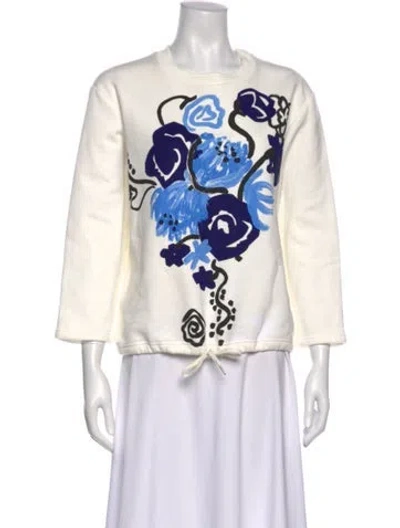 Pre-owned Marni Graphic Print Crew Neck Sweatshirt In White