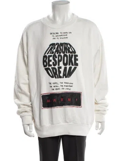 Pre-owned Marni Graphic Print Crew Neck Sweatshirt In White