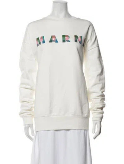 Pre-owned Marni Graphic Print Crew Neck Sweatshirt In White