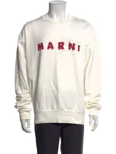 Pre-owned Marni Graphic Print Crew Neck Sweatshirt In White