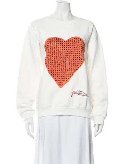 Pre-owned Marni Graphic Print Crew Neck Sweatshirt In White