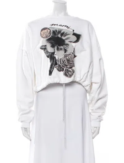Pre-owned Marni Graphic Print Crew Neck Sweatshirt In White