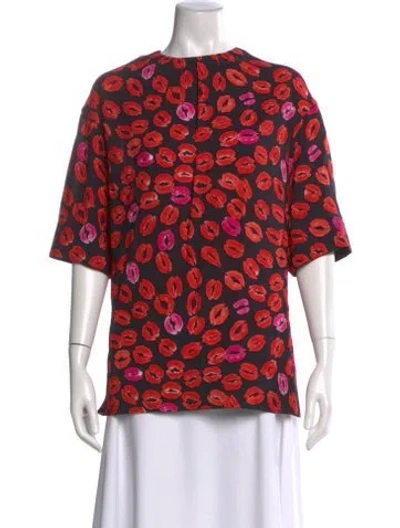 Pre-owned Marni Graphic Print Crew Neck Top In Black