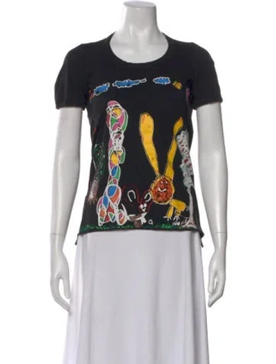 Pre-owned Marni Graphic Print Crew Neck T-shirt In Black