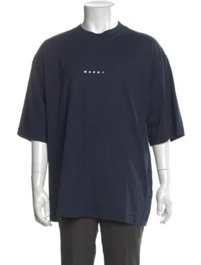 Pre-owned Marni Graphic Print Crew Neck T-shirt In Blue